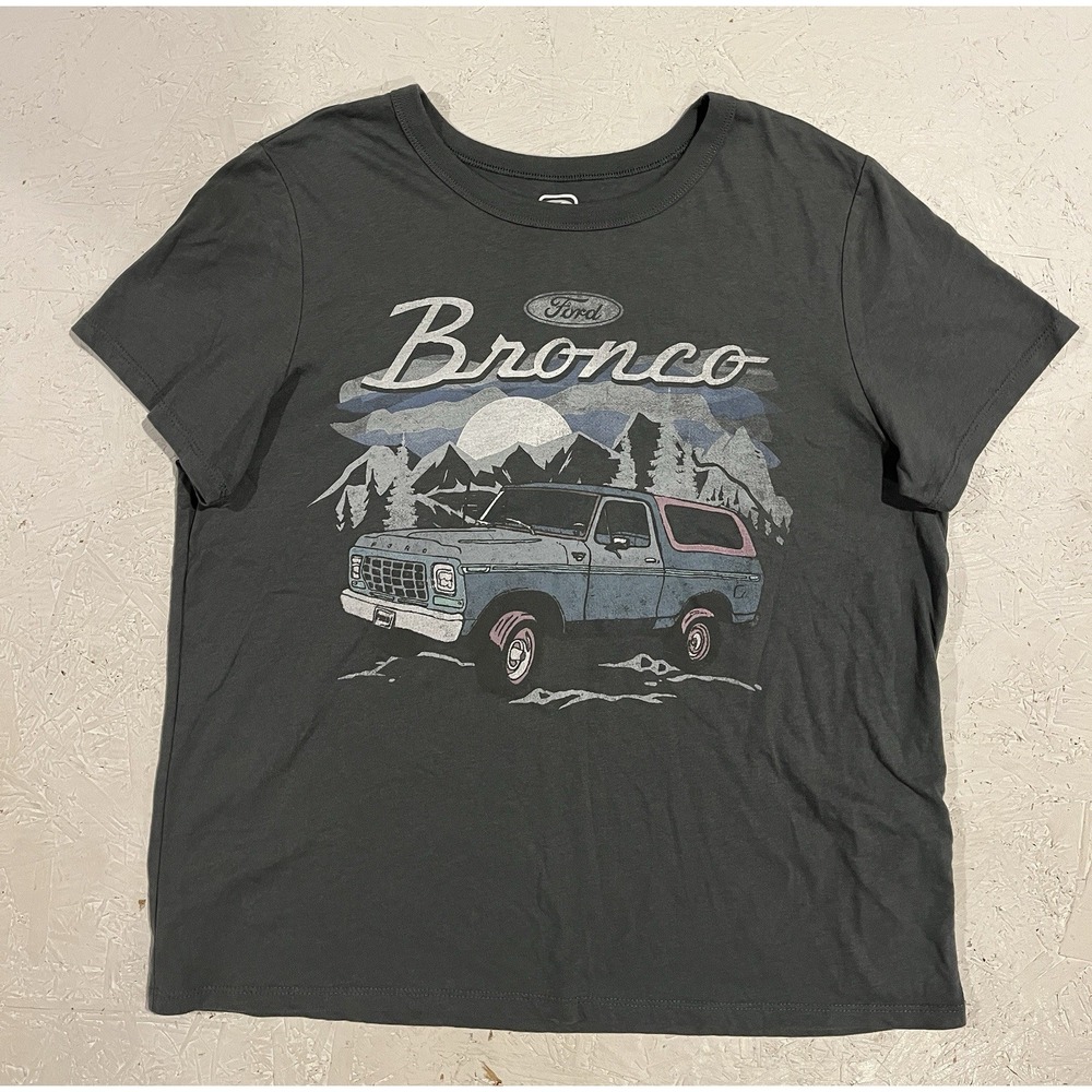 Hybrid Apparel Ford Bronco Women's‎ Graphic Tee Green Size XL Short Sleeve Car